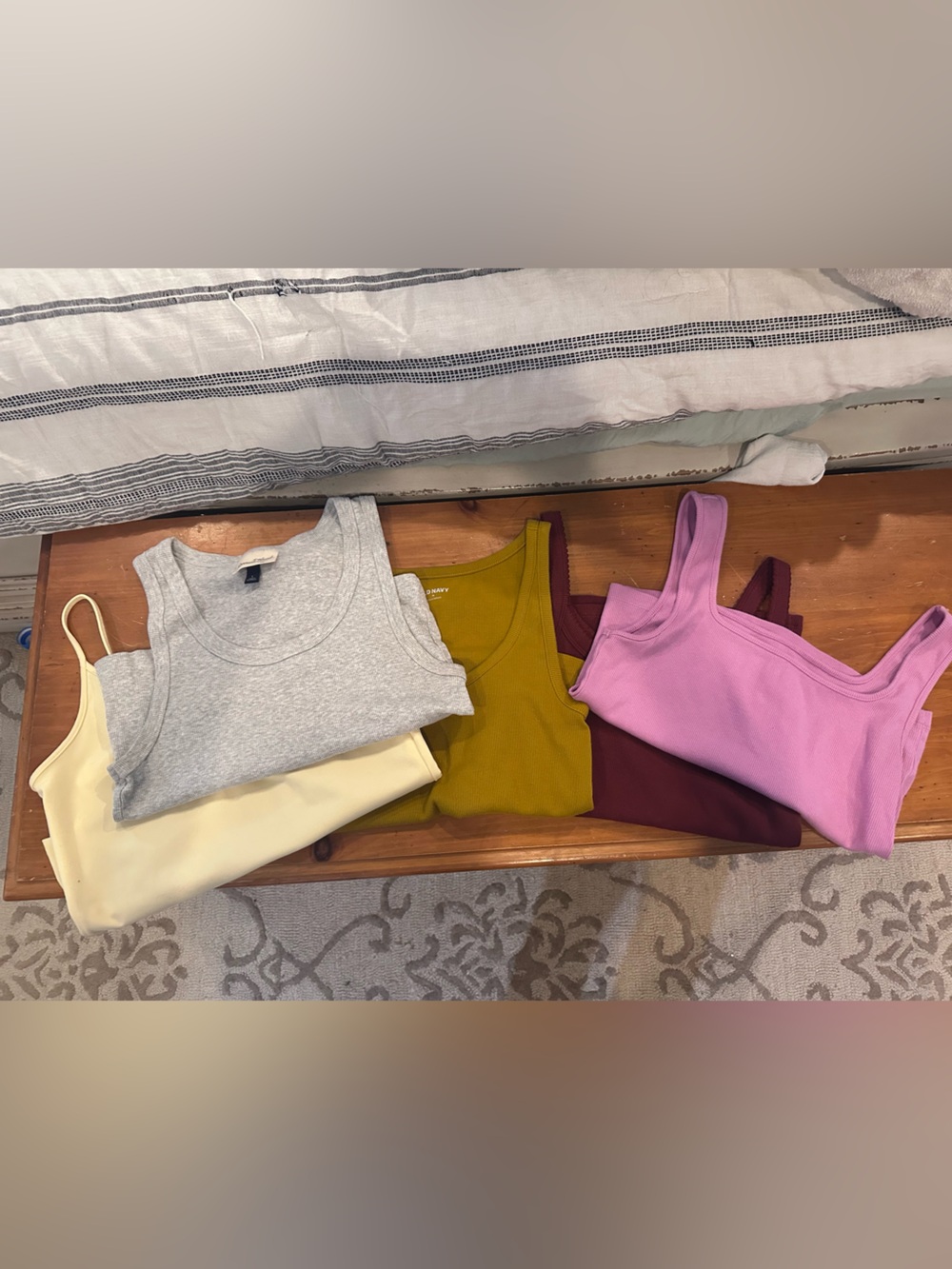 Assorted Ribbed Tank Tops - Pink, Gray, Yellow, Olive, Maroon